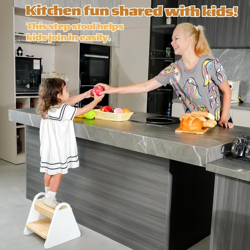 Photo 1 of  Toddler Step Stool, Wooden Step Stools for Kids, Kids Potty Training Stool with Handles