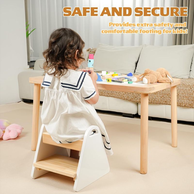 Photo 1 of  Toddler Step Stool, Wooden Step Stools for Kids, Kids Potty Training Stool with Handles