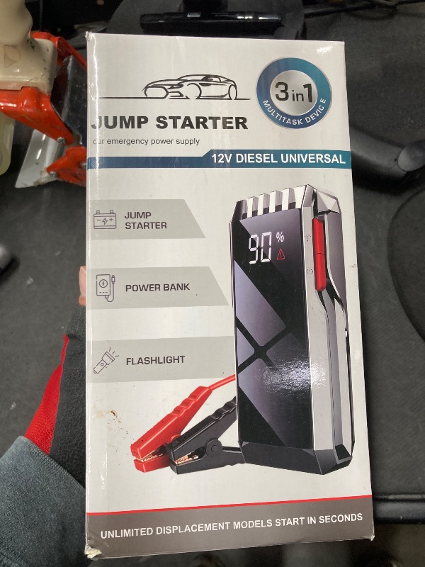 Photo 1 of 012 Jump Starter Battery Pack, 4000A Peak Car Battery Charger Jump Starter for Up to 10.0L Gas or 8.0L Diesel Engine,12V Car Jumper Starter Portable with Full LCD Screen & LED Light & USB