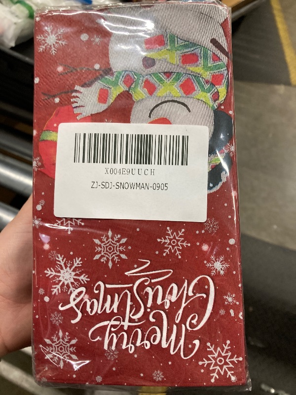 Photo 1 of 100PCS Christmas Snowman Paper Napkins, Decorative Winter Snowflakes Dinner Napkins for Xmas Party