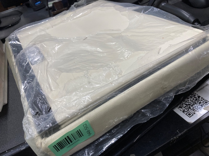 Photo 1 of *Cut on the underside on top* Tamfile Small Ottoman with Storage, 17 x 13 x 13 inch Fireproof Safe Folding Ottoman with Lock for Important Documents, Waterproof Foot Rest Stool with Storage, Ottoman Foot Rest with Handle, Beige