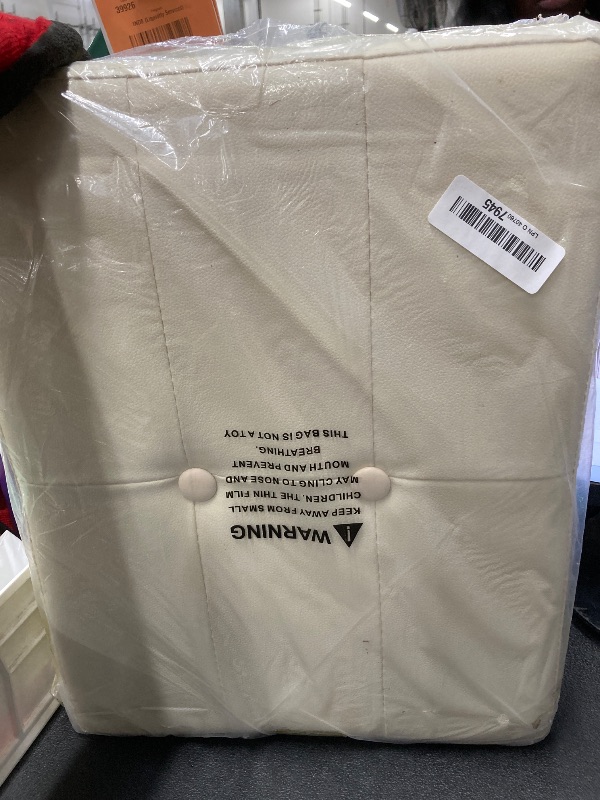 Photo 1 of *Cut on the underside on top* Tamfile Small Ottoman with Storage, 17 x 13 x 13 inch Fireproof Safe Folding Ottoman with Lock for Important Documents, Waterproof Foot Rest Stool with Storage, Ottoman Foot Rest with Handle, Beige