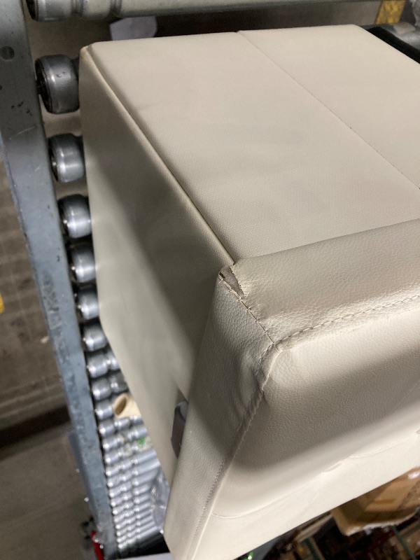 Photo 1 of *Cut on the underside on top* Tamfile Small Ottoman with Storage, 17 x 13 x 13 inch Fireproof Safe Folding Ottoman with Lock for Important Documents, Waterproof Foot Rest Stool with Storage, Ottoman Foot Rest with Handle, Beige