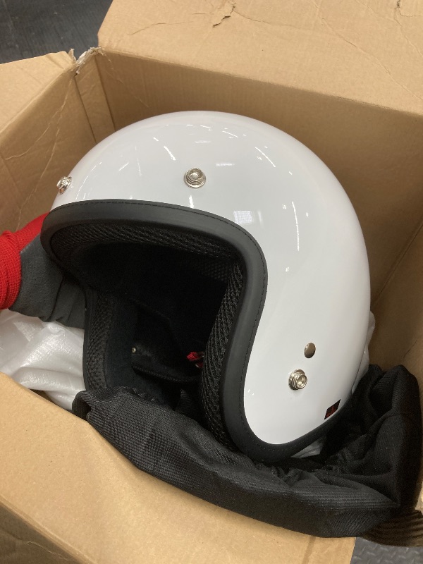 Photo 1 of *Box Damaged* VCAN V85C 3/4 Open Face Motorcycle Helmet DOT Approved (Gloss White, Large)