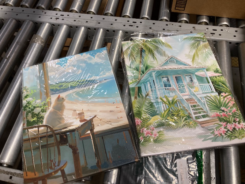 Photo 1 of *Missing Flower Painting* Ardemy Wall Art Set of 2 Flowers Canvas Wall Art Picture Tropical for Rustic Vintage Farmhouse Home Bedroom Kitchen Wall Decor, 12"x16"