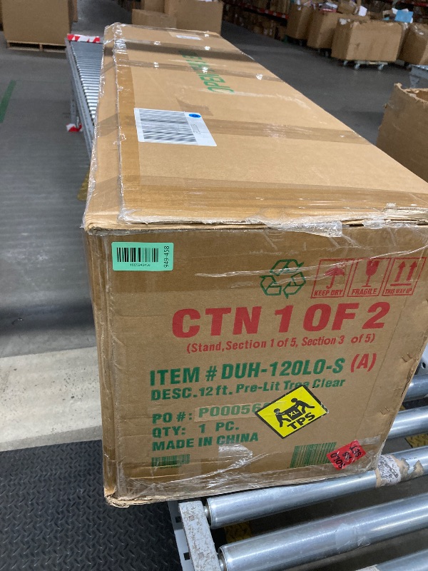 Photo 1 of *Plug is bent slightly but works* National Tree Company 12 ft Pre-Lit Dunhill Fir Artificial Christmas Tree, 1,500 Clear Lights, 7,794 Tips, Includes Stand, Green