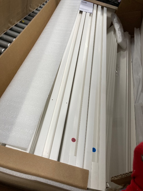 Photo 1 of *HEAVY* VEVOR Outdoor Privacy Screen, 50in H x 50in W Air Conditioner Fence, 3-Panel Pool Equipment Enclosure, Horizontal PVC Privacy Fence with 27.5 in Ground Stakes, No Dig Trash Can Fence for A/C Units