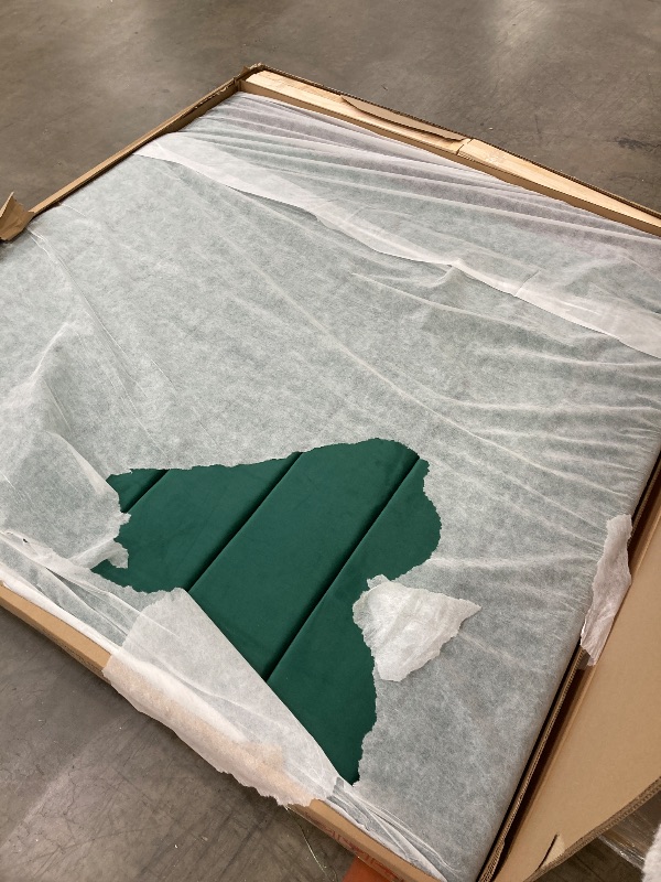 Photo 1 of *Box 1.2 Only* Meridian Furniture ViaGreen-Q Via Collection Modern | Contemporary Velvet Upholstered Queen Bed, Rich Green Velvet, Deep Channel Tufting, Gold and Chrome Legs, 65.5" W x 86" D x 70.5" H, Green, Queen
