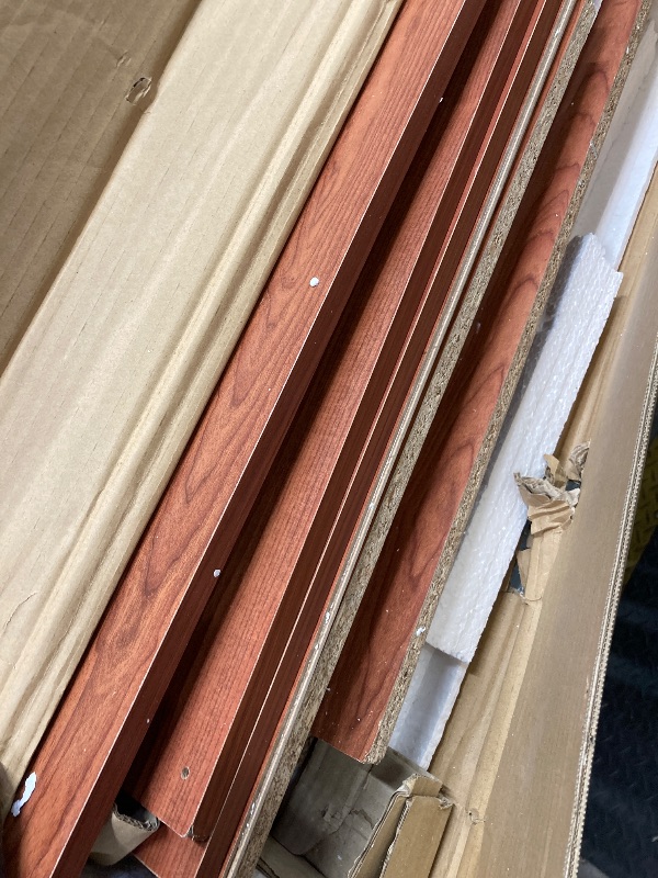 Photo 1 of *HEAVY* Hodedah Long Standing Kitchen Cabinet with Top & Bottom Enclosed Cabinet Space, One Drawer, Large Open Space for Microwave, Cherry