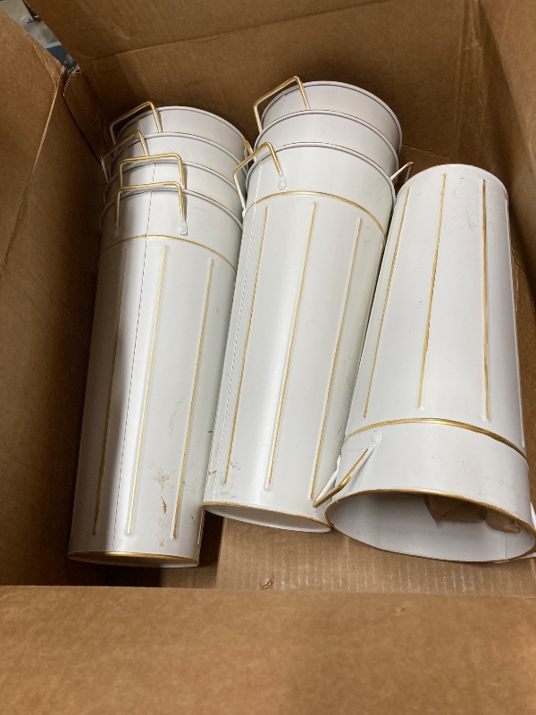 Photo 1 of *Scratched* Entjor 8 Pcs 11.8 Inch Tall Galvanized Flower Bar Buckets with Handles - Tin Metal Vase for Home Decor, Wedding Centerpiece, Table Decorations - Unbreakable Tall Vase for Fresh Flowers