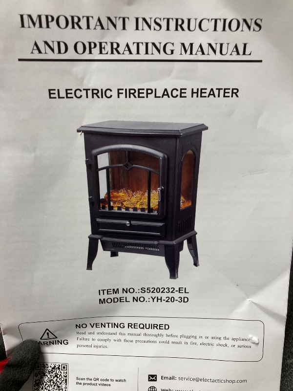 Photo 1 of *PARTS ONLY* *SELLING AS IS* Electric Fireplace Heater with Thermostat Control