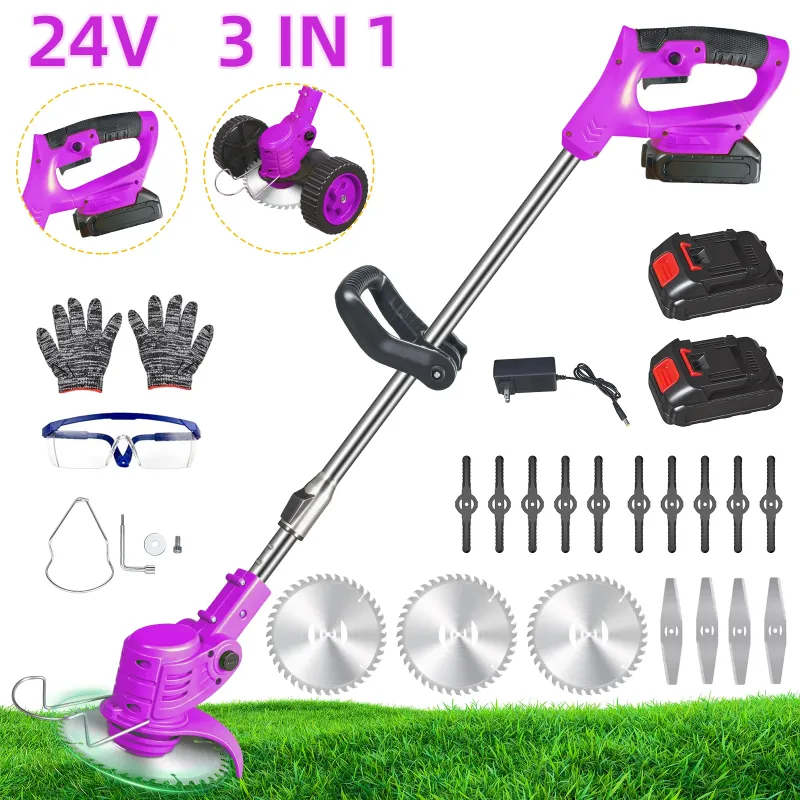 Photo 1 of *USED* The Latest Small Portable Cordless Electric Lawn Mower/Lawn Cutter with 2 High-Capacity Lithium Batteries And 3 Types of Blades, Many Gifts, Multi-Function Weed Cutter for Yard and Garden(Purple)
