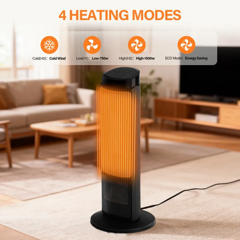 Photo 1 of *PARTS ONLY* * SELLING AS IS* EDX 1500W Space Heater for Indoor Use, 23" Electric Heater with 7 Light Colors, 70° Oscillation, Adjustable Thermostat & Remote, Tip-Over Protection, Black