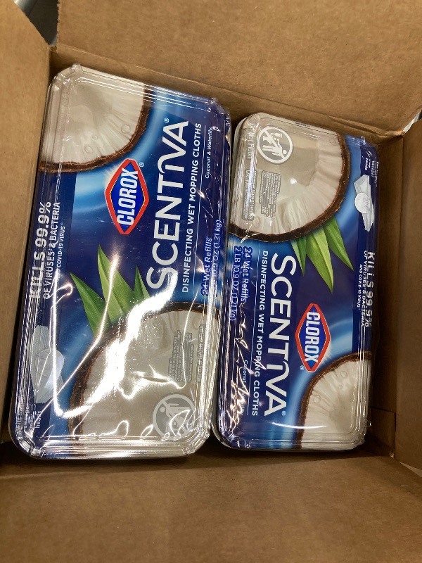 Photo 1 of ***2 PACKS***Clorox Scentiva Disinfecting Wet Mopping Cloths, Coconut and Waterlily, 24 Refills (Pack May Vary)***2 PACKS***