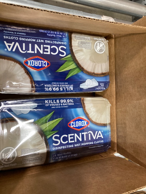 Photo 1 of ****2 PACKS INCLUDED***Clorox Scentiva Disinfecting Wet Mopping Cloths, Coconut and Waterlily, 24 Refills (Pack May Vary)