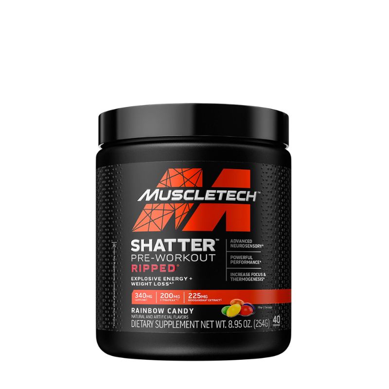 Photo 1 of )***EXP NOV 7,2025***, Shatter Pre-Workout, Ripped, Rainbow Candy, 8.95 Oz (254 G)***EXP NOV 7,2025***