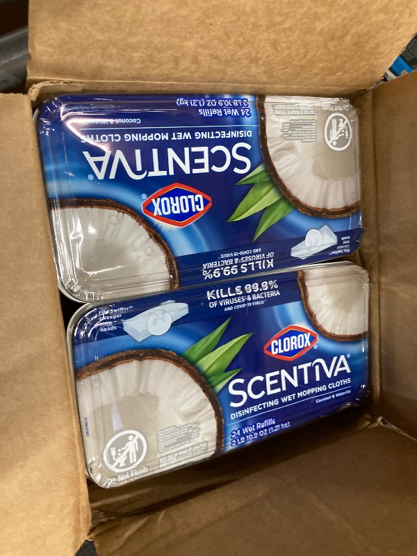 Photo 1 of ***2 PACKS INCLUDED***Clorox Scentiva Disinfecting Wet Mopping Cloths, Coconut and Waterlily, 24 Refills (Pack May Vary)***2 PACKS INCLUDED***
