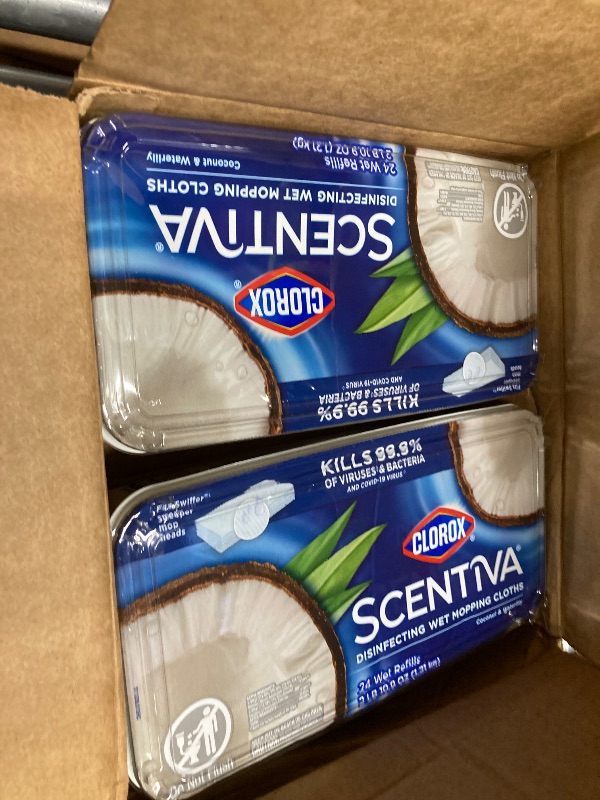 Photo 1 of ***2 PACKS INCLUDED***Clorox Scentiva Disinfecting Wet Mopping Cloths, Coconut and Waterlily, 24 Refills (Pack May Vary)***2 PACKS INCLUDED***