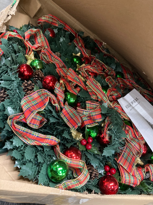 Photo 1 of *Small scratches* Holiday Peak Pull-Up Christmas Tree, Pre-Lit and Fully Decorated, 7’