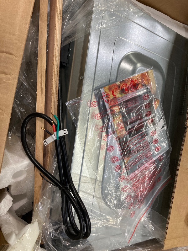 Photo 1 of ***PLZ NOTE THE PIC OF HOW THE PLUG CONNECTS***AMZCHEF 24" Single Wall Oven, 2.65 Cu.ft. Built-in Electric Wall Oven with 5 Cooking Functions, 360° ROTATING ROTISSERIE, 2200W, Mechanical Knobs Control, Timer, Stainless Steel Wall Oven for Kitchen***PLZ NO