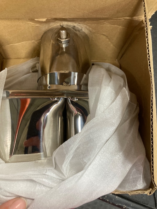 Photo 1 of 1.5"-2.36" Exhaust Tips Muffler Stainless Steel Car Exhaust Tail Pipe Double Outlet Square Mouth End Pipe Silver for 38MM-60MM