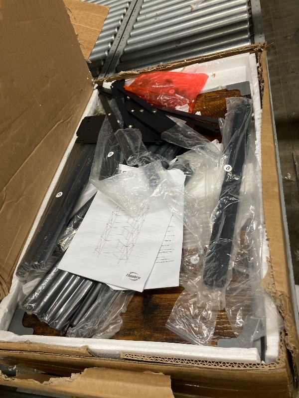 Photo 1 of ***MISSING PARTS***HOOBRO Corner Bookshelf, 6-Tier L-Shaped Bookcase, Industrial Open Display Shelf Tall Storage Organizer, Vertical Storage Rack, for Living Room, Home Office, Rustic Brown and Black BF61SJ01