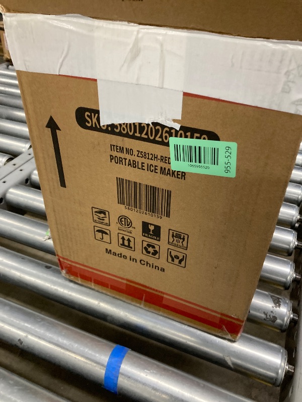 Photo 1 of ***reference***Countertop Portable Ice Maker Machine with Handle, 9 Bullet-Shaped Ice Cubes Ready in 6 Mins, 26Lbs/24H, Self-Cleaning Function with Ice Scoop and Basket for Home/Kitchen/Party (Red)