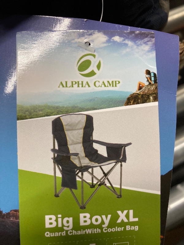 Photo 1 of ***reference***ALPHA CAMP Camping Chair 2 Pack Portable Chair with 3-Can Cooler Folding Chair with Side Pocket and Cup Holder, Collapsible for Camping, Tailgates, Beach, Fishing and Sports,Black,2PC