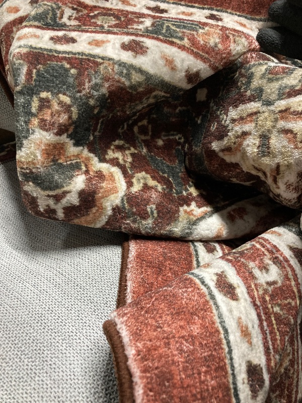 Photo 1 of ** IT'S DIRTY AND HAS HAIR***
Pentantan 8'x10' Area Rug for Living Room, Red Retro Style Washable Rug with Anti-Slip Backing