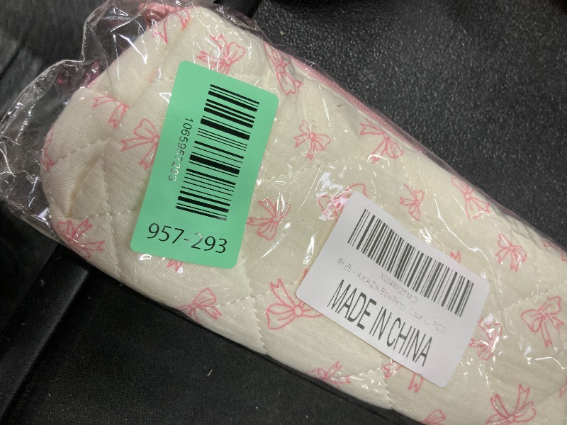 Photo 1 of 1 PCS Bow Pencil Case - Pink Bow Cute Pencil Pouch, Soft Cotton Storage Bag with Aesthetic Pattern, Ideal as Makeup Pouch & Cosmetic Bag for Women, Cute Stationery Organizer for Daily Use