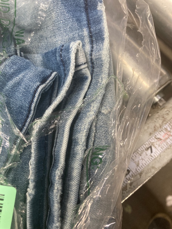 Photo 1 of ***USED***Lesore Womens High Waist Washed Raw Hem Mom Stretchy Distressed Destroyed Straight Leg Cropped Jeans Denim Pants Pockets Blue 40