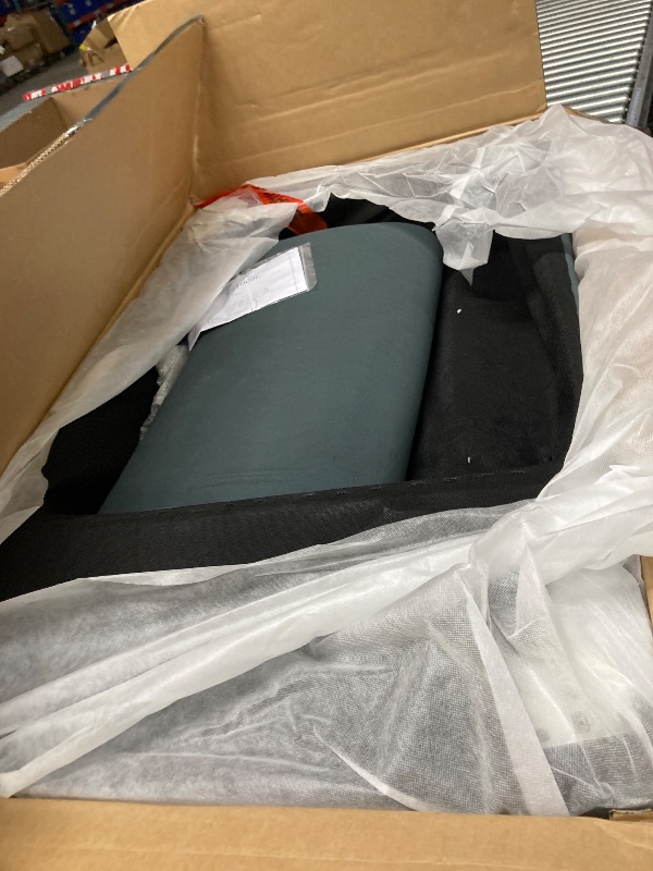 Photo 1 of ***It's used, it's missing parts and it's not known if it works 100%.*** 47" Small Modern Loveseat Sofa, Mid Century Linen Fabric 2-Seat Sofa Couch Tufted Love Seat with Back Cushions and Tapered Wood Legs for Living Room, Bedroom and Small Space (Dark Gr