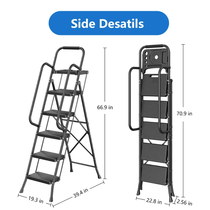 Photo 1 of **IT IS USED, MISSING PARTS AND IT IS UNKNOWN IF IT WORKS 100%*** 5 Step Ladder, Ladders for home, office, Anti-Slip Pedals, Aluminum Step Stool, Lightweight to Move,Fold Ladders