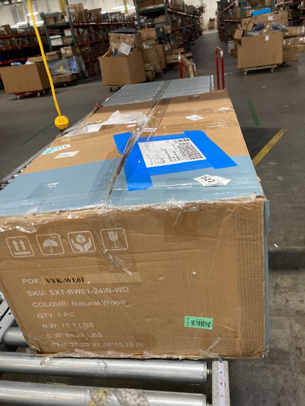 Photo 1 of **It's unknown if it's missing parts and used; it's also unknown if it works 100%.****Sweetcrispy 24" Modern Bathroom Vanity with Ceramic Basin, Undermount Vanity Sink Cabinet with 2 Doors and 1 Drawer, Free Standing Bathroom Storage Cabinet with Sink Com