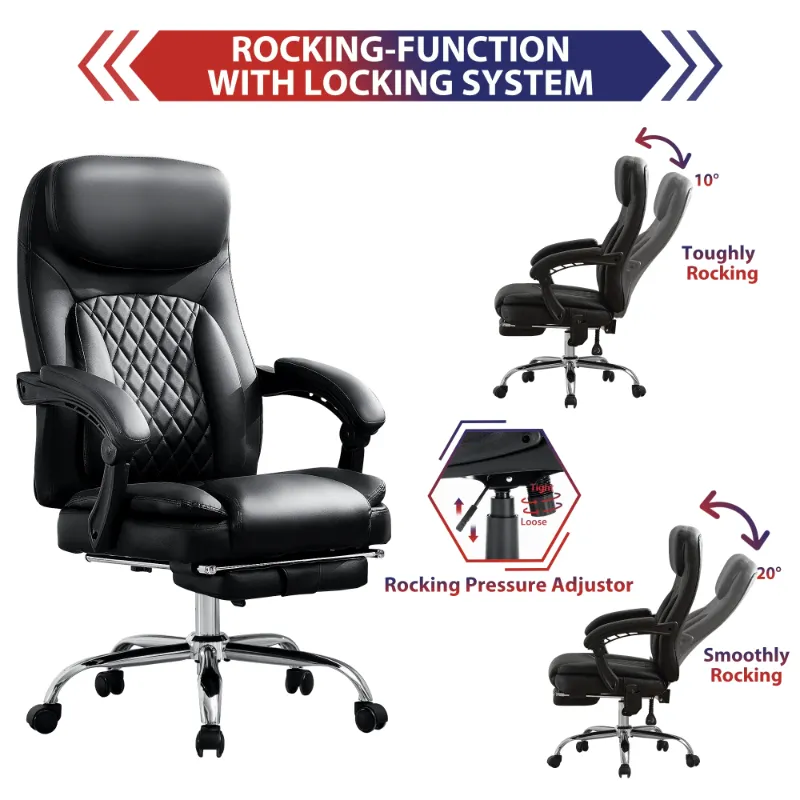 Photo 1 of *It's unknown if it's missing parts and used; it's also unknown if it works 100%.**JONPONY Big and Tall Office Chair 500LBS Executive Office Chair Massage and Footrest Ergonomic Computer Desk Chair Reclining High Back Leather Office Chair Lumbar Back Supp