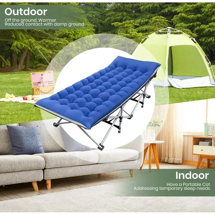 Photo 1 of ***used***VDV Folding Camping Cot with 2 Sided Comfort Mattress, Double Layer Oxford Fabric Folding Bed, Portable Sleeping Bed Cot for Camp Office Nap Beach Travel