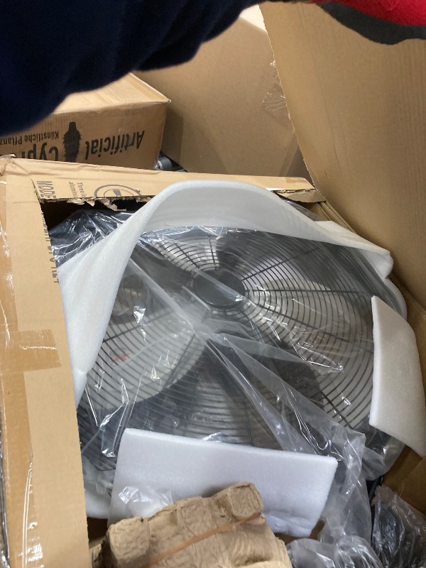 Photo 1 of *It's used; it's unknown if it's missing parts and if it works 100%****24” Wall Mount Fan 8000 CFM High Velocity Industrial Heavy Duty Fan with 3-Speed Oscillating Commercial Use for Warehouse, Garage, Factory, Black