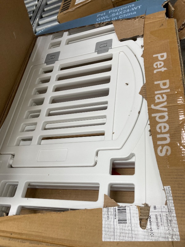 Photo 1 of ***used***edx Dog Playpen, 4-Panel 24" Foldable Pet Pen with Door, Indoor/Outdoor Puppy Pen, Customizable, White