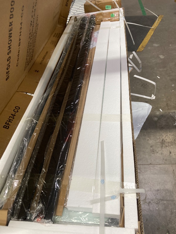 View 2 of **This item is used; it is unknown if it is missing parts and if it functions 100%.*****Bifold *Shower Door, 33-34" W × 72" H Frameless Bathroom Glass Folding Shower Doors, Reversible Installation, 1/4" (6mm) Clear Tempered Glass Door for Walk-in Shower,