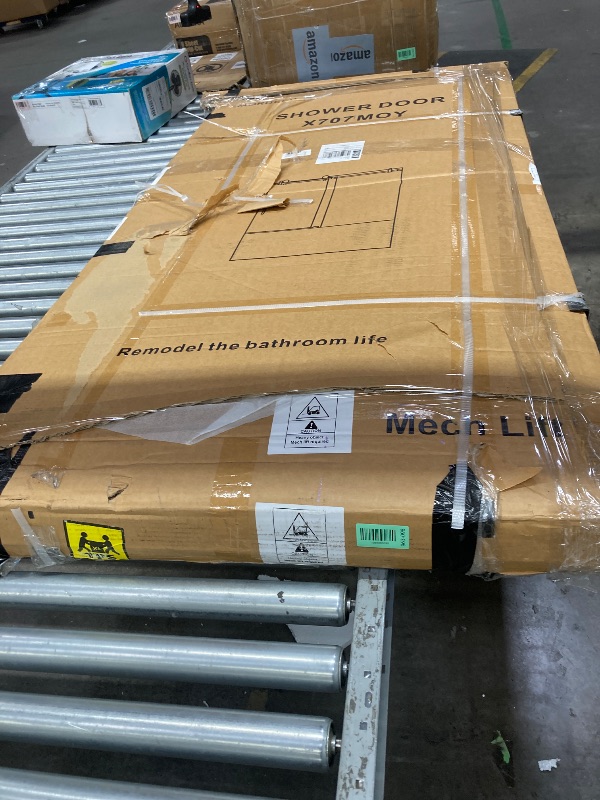View 3 of *This item is used; it is unknown if it is missing parts and if it functions 100%.***MORDEER Frameless Tub Shower Door 56-60" W x 59" H, SGCC Clear Tempered Glass Bathtub Glass Door with Explosion-Proof Film, Tub Doors Can Be Installed Left Or Right, Stai