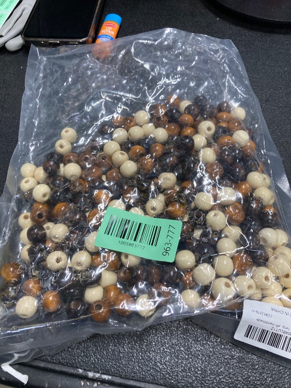 Photo 1 of ***(MISSING PIECES -SELLING AS IS )*** Pndeyo  Large Hole Wooden Beads for Crafts, Vintage Round Natural Wood Hair Bead, 3 Colors 13x14mm Wooden Loose Spacer Beads for Macrame Necklace Bracelet Hair DIY Craft Handmade Decor