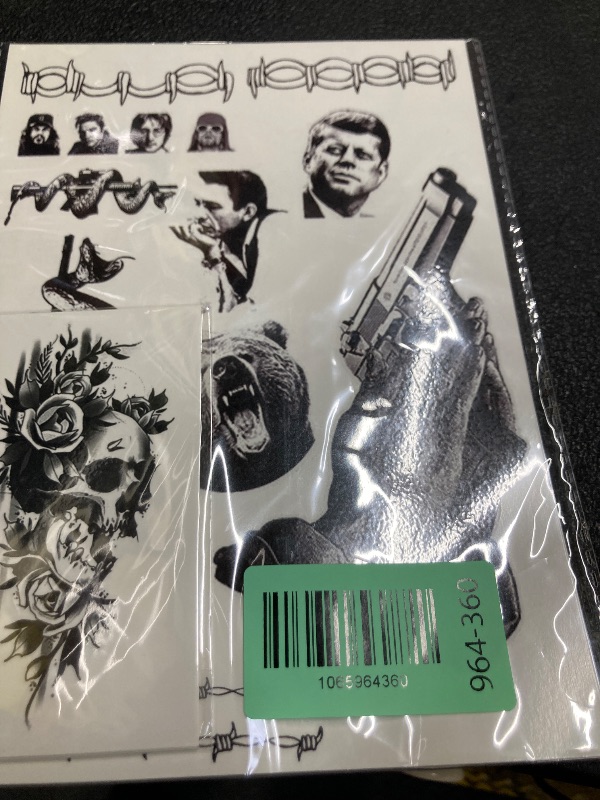 Photo 1 of 12 Sheets Halloween Face Temporary Tattoos Set, Cosplay Rapper Inspired Temporary Tattoos Tattoos, Halloween Costume Accessories and Parties for Women and Men