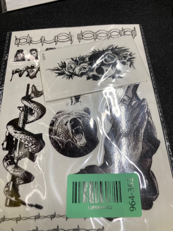 Photo 1 of 12 Sheets Halloween Face Temporary Tattoos Set, Cosplay Rapper Inspired Temporary Tattoos Tattoos, Halloween Costume Accessories and Parties for Women and Men