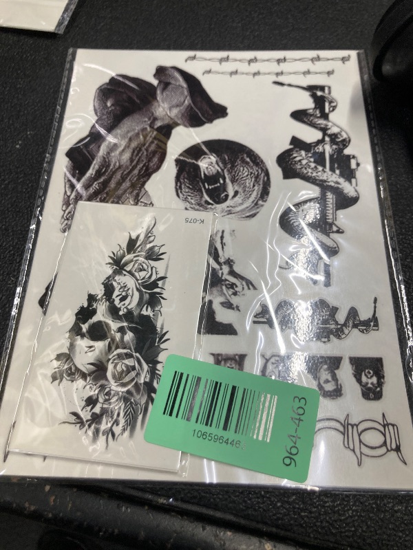 Photo 1 of 12 Sheets Halloween Face Temporary Tattoos Set, Cosplay Rapper Inspired Temporary Tattoos Tattoos, Halloween Costume Accessories and Parties for Women and Men