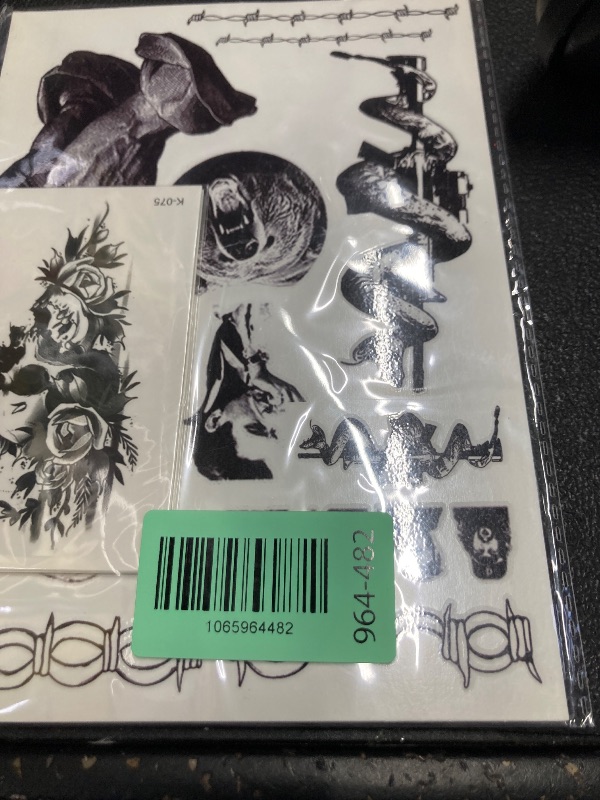 Photo 1 of 12 Sheets Halloween Face Temporary Tattoos Set, Cosplay Rapper Inspired Temporary Tattoos Tattoos, Halloween Costume Accessories and Parties for Women and Men