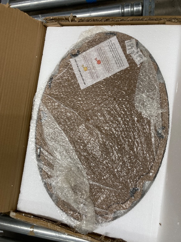 Photo 1 of "Sintosin 16"" x 23"" Oval Wall Mirror, Farmhouse Rustic Wood, Vintage Handmade Finish, Decorative Living Room Accent"
