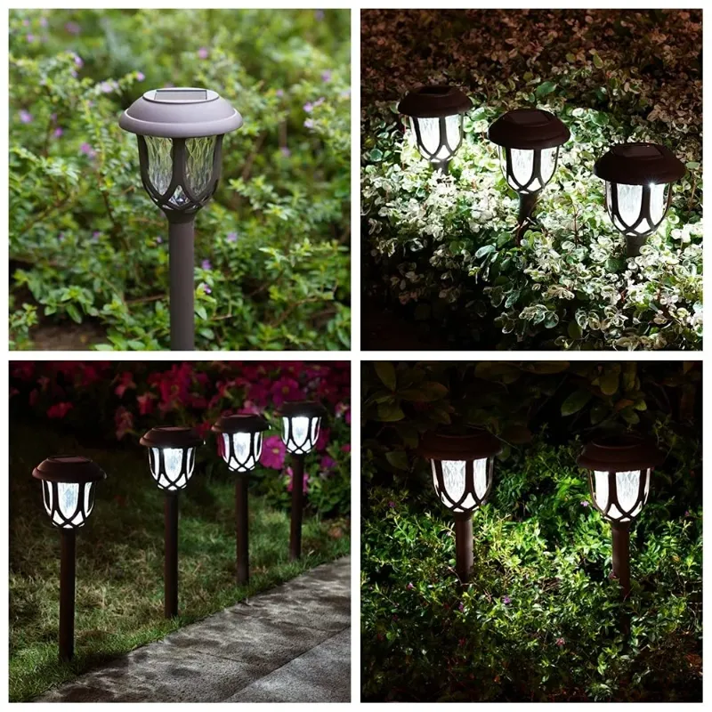 Photo 1 of 10 Pack Solar Lights Outdoor Decorative, Solar Pathway Lights Outdoor, Solar Powered Garden Yard Lights for Walkway Sidewalk Driveway. (Brown, Cool White)