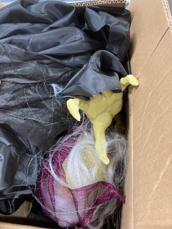 Photo 1 of **DAMAGE TO HEAD STAYING UP***JOYIN 62" Halloween Witch Decorations Outdoor, Life Size Twirling Animatronics Ghost Decor with Sound and Light Radar Activation, Scary Haunted House Props for Indoor/Outside Party Garden Yard Lawn