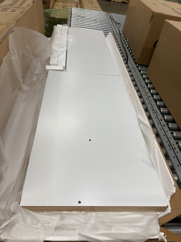 Photo 1 of **COMES WITH 2 BOXES-COMPLETE SET***KEIKI Queen Size Wall Murphy Bed, Pine Wood Cabinet with Hidden Foldable Bed & Desk, Gas Strut Support for Guest Room, Bedroom, or Living Room, White