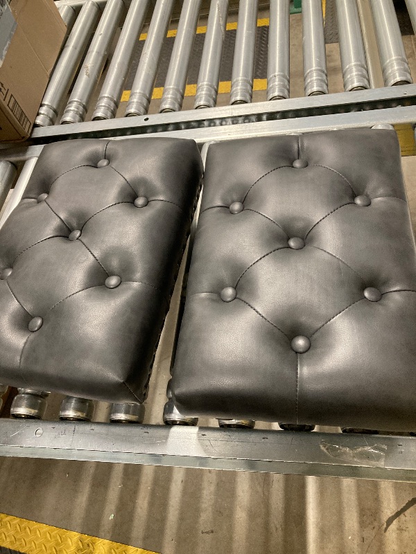 Photo 1 of ***DAMAGED -SELLING AS PARTS ONLY*** VASAGLE Bar Stools, Saddle Counter Height Bar Stools, 26-Inch Backless Kitchen Stools PU Leather Thickened Upholstered Barstools for Kitchen Island Dining Room, Ink Black